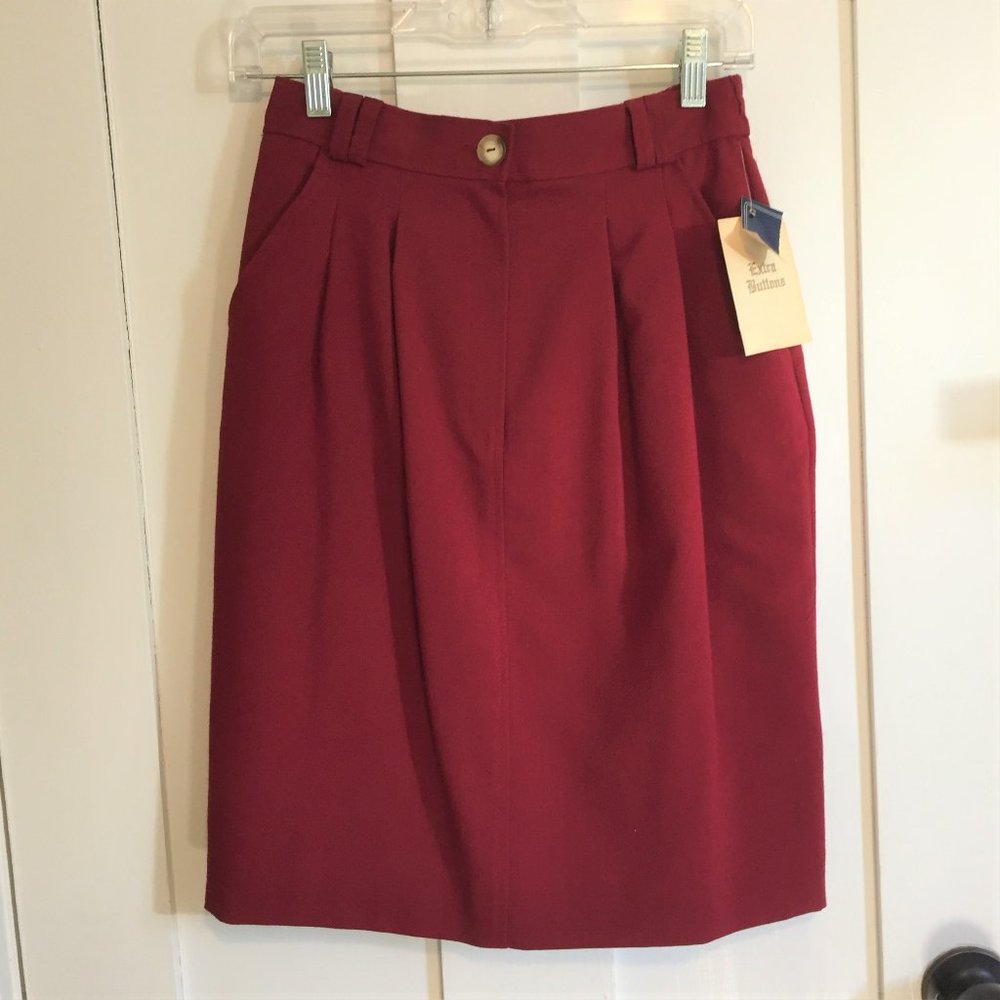 Vintage Norton McNaughton Petite Red Midi Skirt 6P NWT